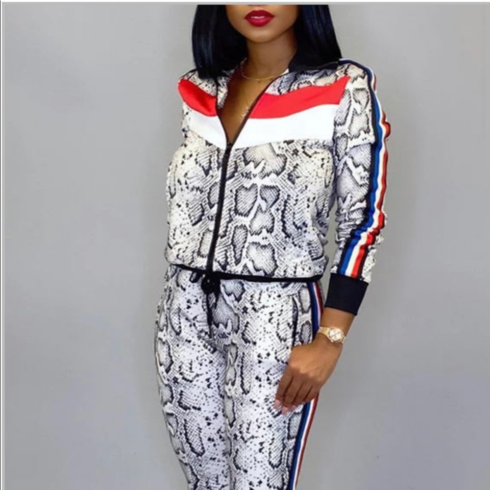 2 PC Snake Print Track Suit